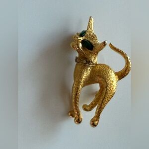 Vintage SAO Gold-Tone Kitty Cat Brooch
